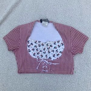 Plaid & Floral Corset Crop Top